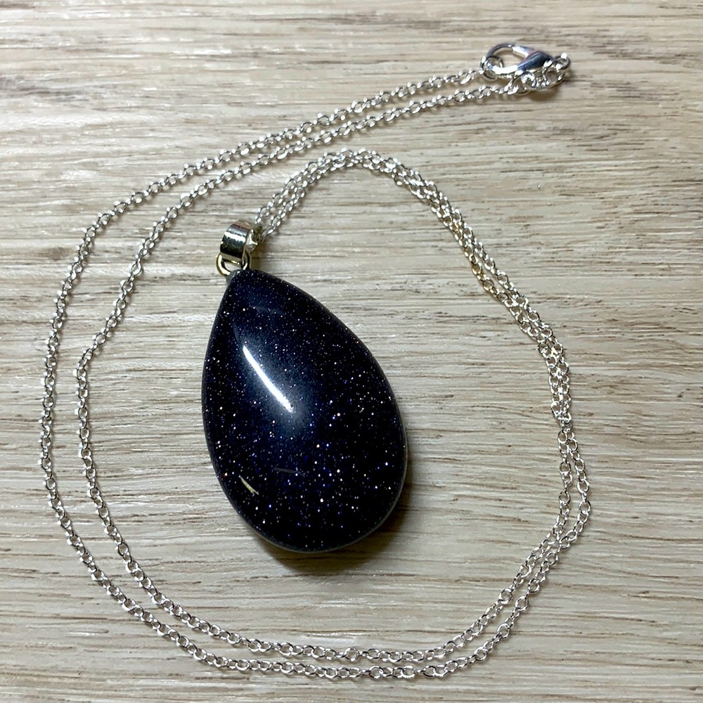 Blue Sandstone Drop Necklace
